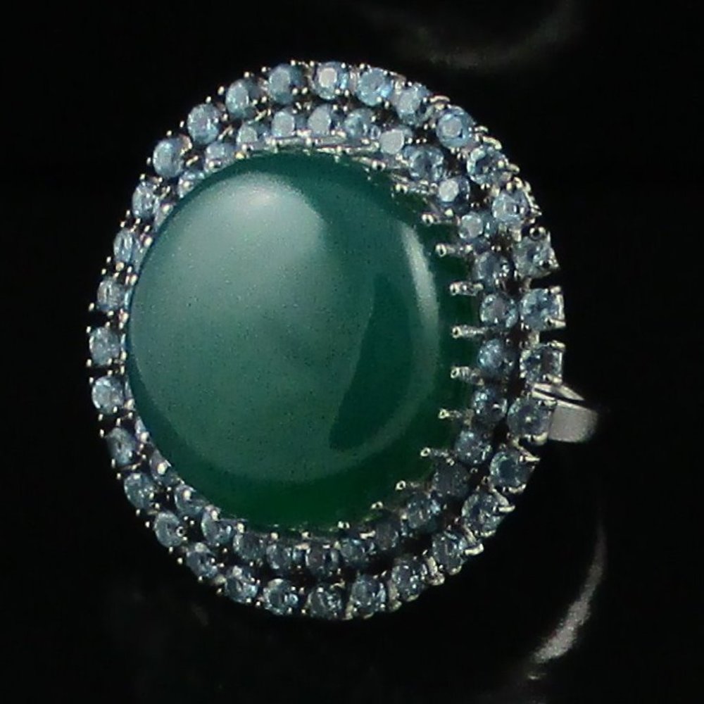 Treasures of India Green Onyx & Blue Topaz Ring